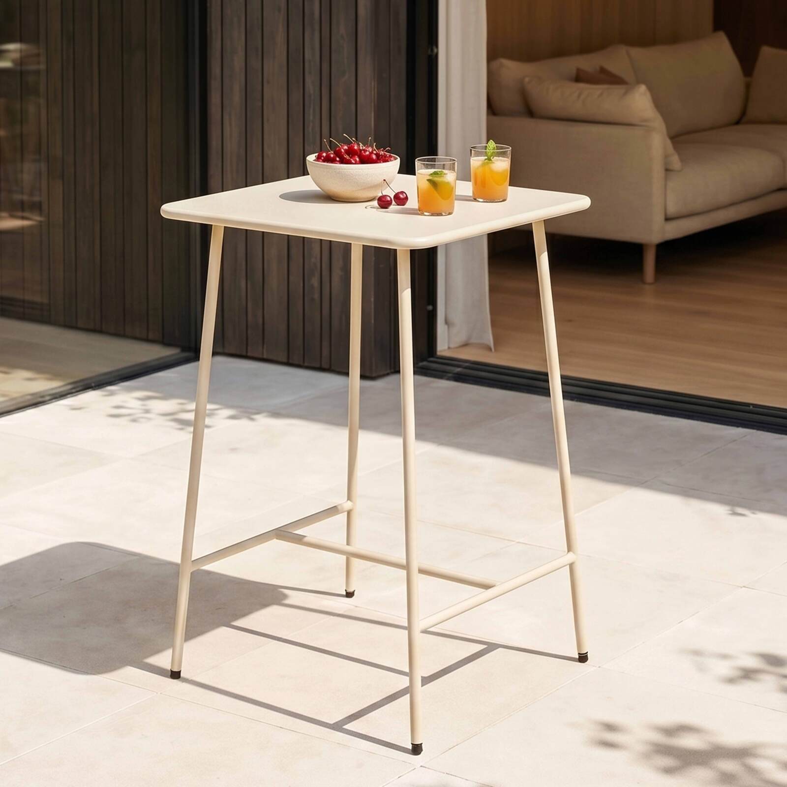 Table haute extérieure mange-debout 70x70x105 cm en métal