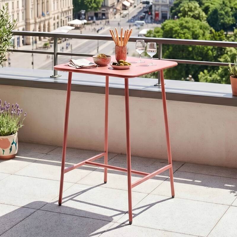 Table haute extérieure mange-debout 70x70x105 cm en métal (3/6)