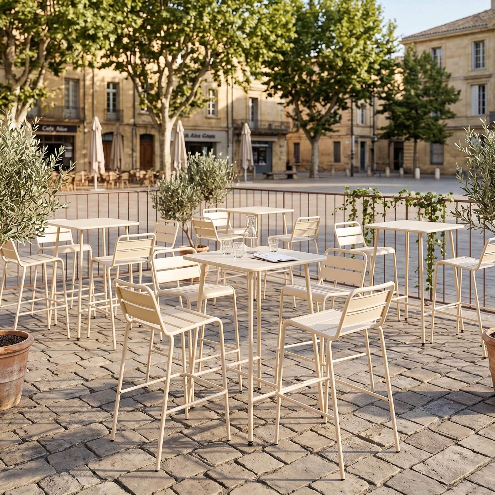 Table haute extérieure mange-debout 70x70x105 cm en métal