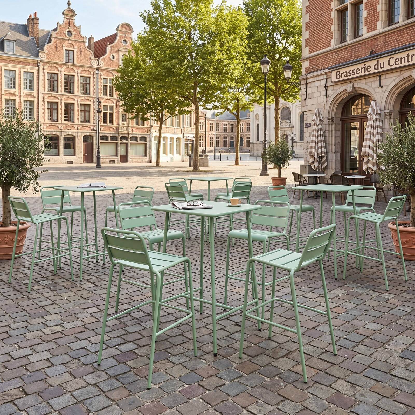 Table haute extérieure mange-debout 70x70x105 cm en métal