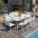 Table de jardin rectangulaire 180 x 90 cm et 8 chaises en métal