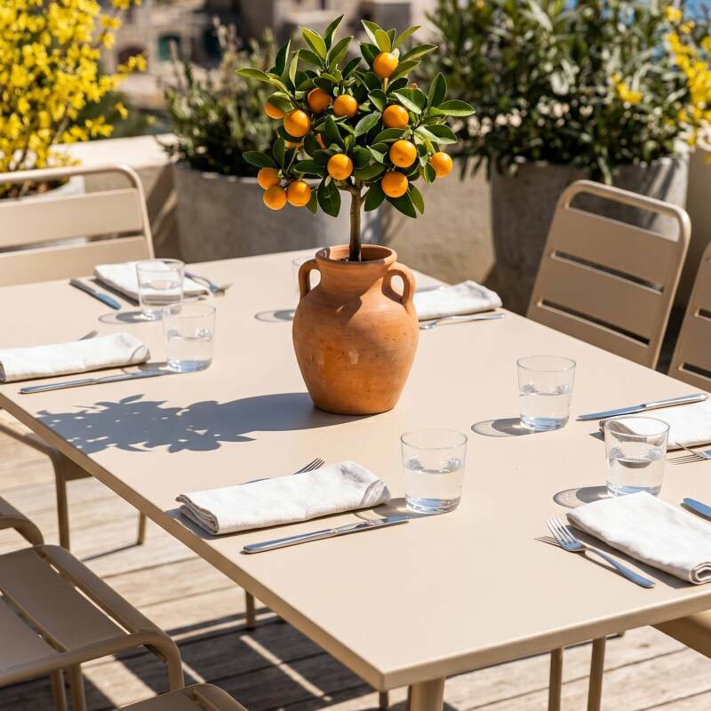 Table de jardin rectangulaire 180 x 90 cm et 8 chaises en métal (3/7)