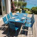 Table de jardin rectangulaire 180 x 90 cm et 8 chaises en métal