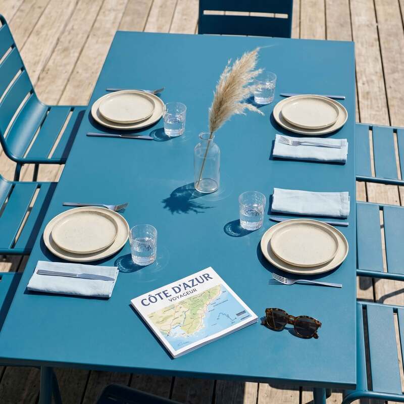 Table de jardin rectangulaire 180 x 90 cm et 8 chaises en métal (2/7)