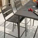 Table haute de jardin en métal 120x60 cm et 4 chaises hautes