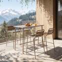 Table haute de jardin en métal 120x60 cm et 4 chaises hautes