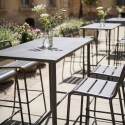 Table haute de jardin en métal 120x60 cm et 4 chaises hautes