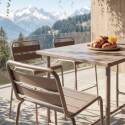 Table haute de jardin en métal 120x60 cm et 4 chaises hautes