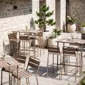 Table haute de jardin en métal 120x60 cm et 4 chaises hautes