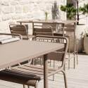 Table haute de jardin en métal 120x60 cm et 4 chaises hautes