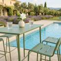 Table haute de jardin en métal 120x60 cm et 4 chaises hautes