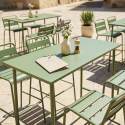 Table haute de jardin en métal 120x60 cm et 4 chaises hautes