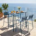 Table haute de jardin en métal 120x60 cm et 4 chaises hautes