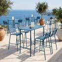 Table haute de jardin en métal 120x60 cm et 4 chaises hautes