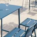 Table haute de jardin en métal 120x60 cm et 4 chaises hautes