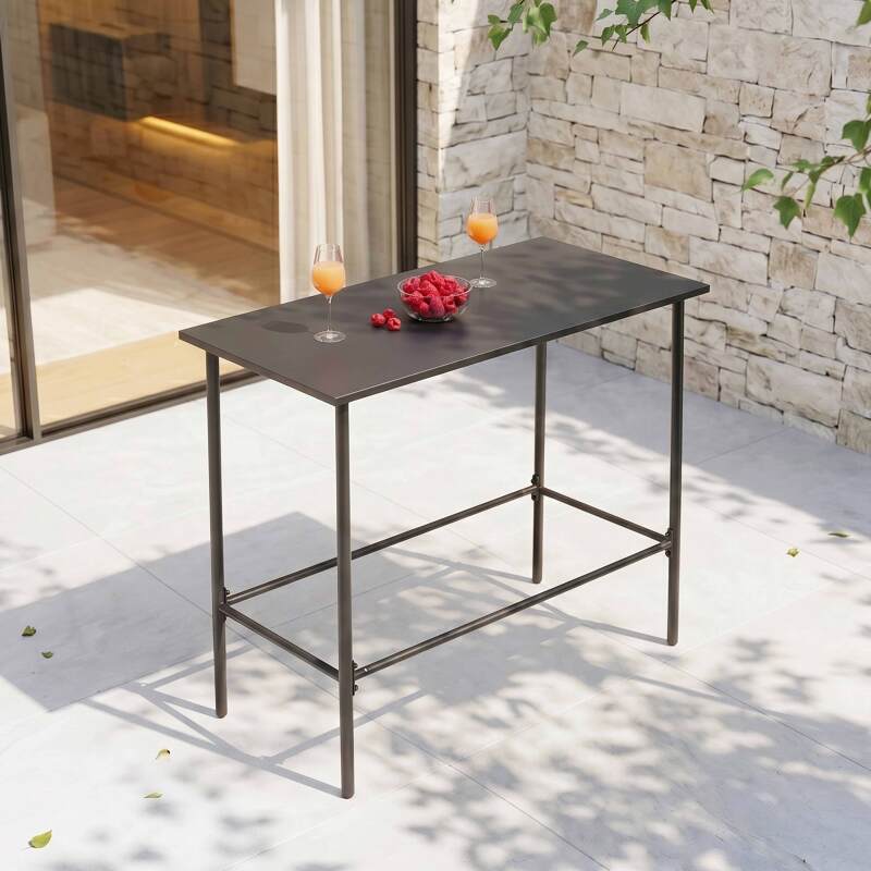 Table haute extérieure mange-debout 120x60x105 cm en métal (3/6)