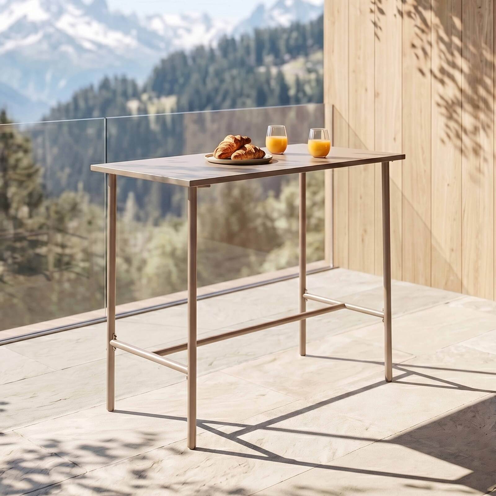 Table haute extérieure mange-debout 120x60x105 cm en métal