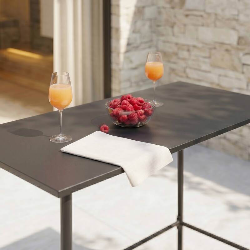 Table haute extérieure mange-debout 120x60x105 cm en métal (4/6)