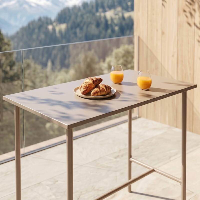 Table haute extérieure mange-debout 120x60x105 cm en métal (2/6)