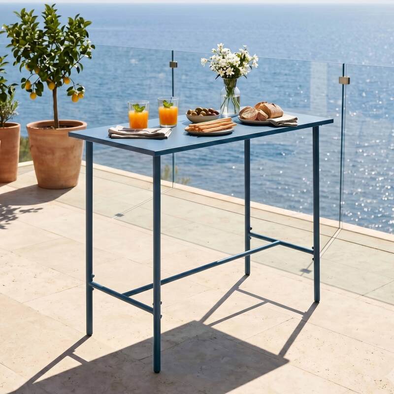 Table haute extérieure mange-debout 120x60x105 cm en métal (3/6)