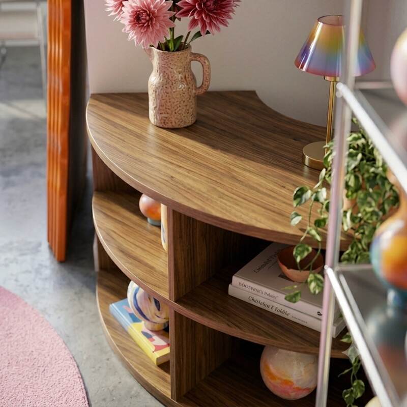 Meuble TV effet bois 120 cm style scandinave (2/7)