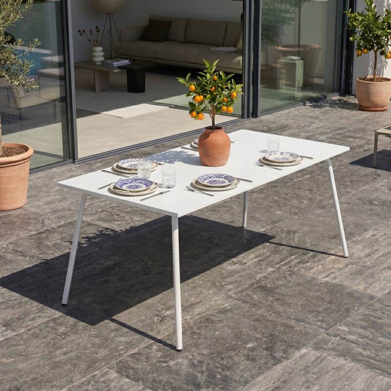 Table de jardin en métal 8 personnes 180x90 cm