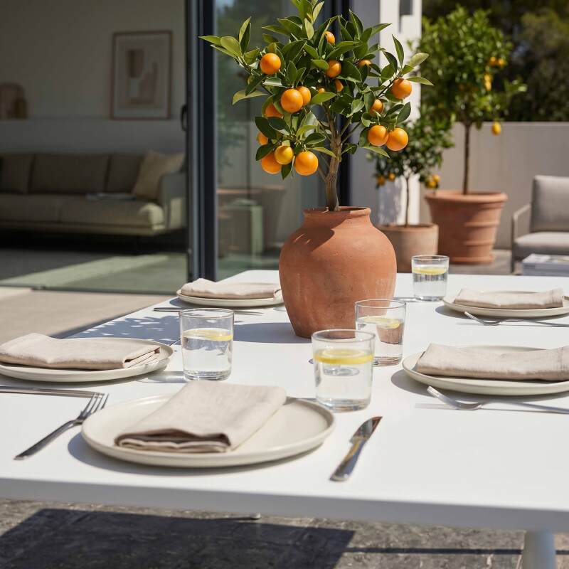 Table de jardin en métal 8 personnes 180x90 cm (2/8)