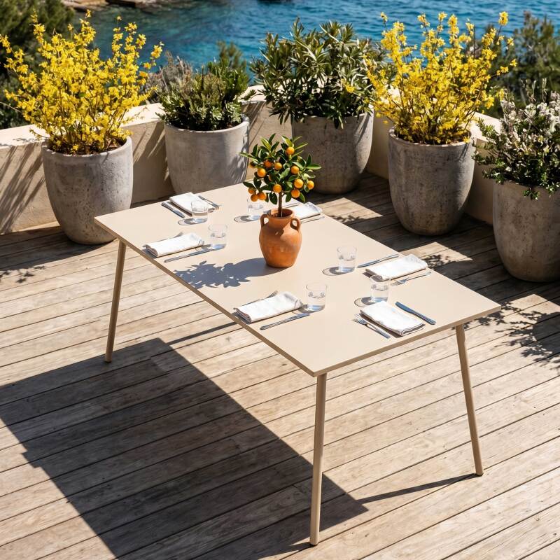 Table de jardin en métal 8 personnes 180x90 cm