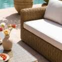 Salon de jardin bas en résine tressée 8 places avec 2 canapés, 2 fauteuils et 1 table basse