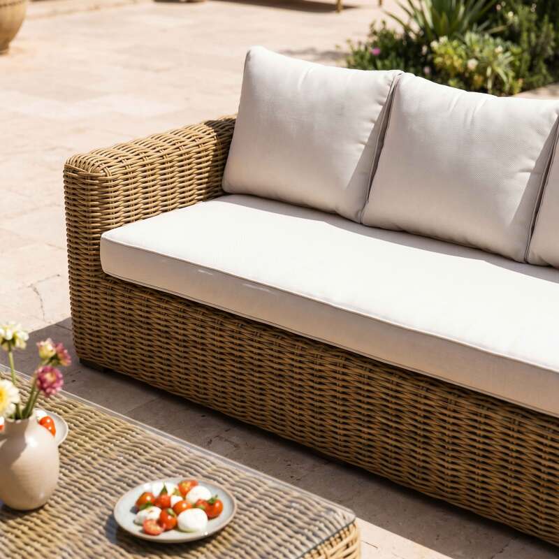 Salon de jardin bas en résine tressée 8 places avec 2 canapés, 2 fauteuils et 1 table basse (5/9)