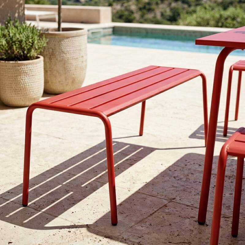 Table de jardin carrée en métal 120x120 cm et 4 bancs (3/7)