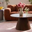 Table basse effet bois ronde Ø80 x 45 cm style scandinave