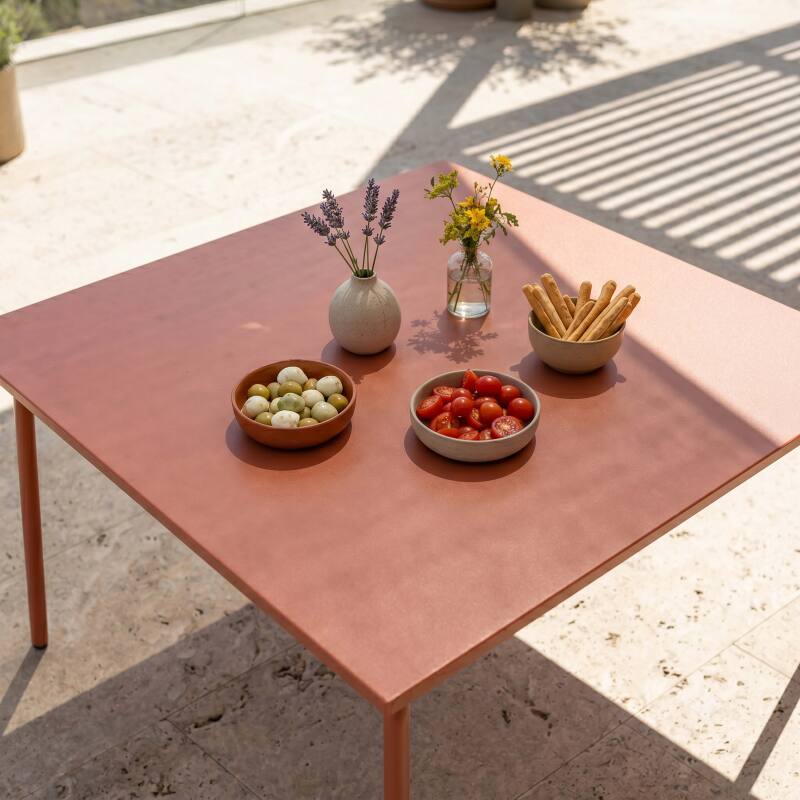 Table de jardin carrée en métal 8 personnes 120x120 cm (3/6)