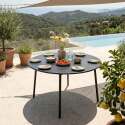 Table de jardin ronde en métal Ø120 cm et 6 chaises