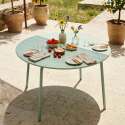 Table de jardin ronde en métal Ø120 cm et 6 chaises avec accoudoirs