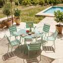 Table de jardin ronde en métal Ø120 cm et 6 chaises avec accoudoirs