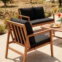 Salon de jardin en bois d'eucalyptus FSC® 4 places avec 1 canapé, 2 fauteuils et 1 table basse