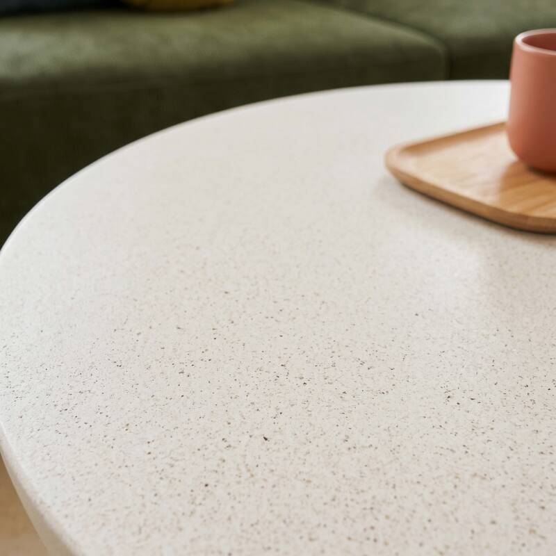 Table basse effet béton lisse ronde Ø60x40cm (3/4)