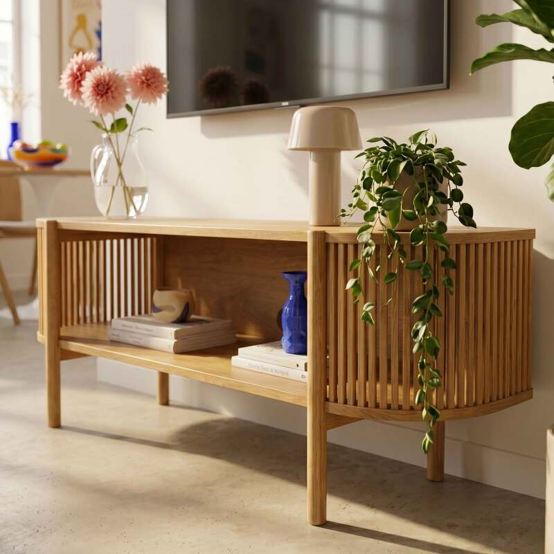Meuble TV effet bois 160 cm style bohème
 (2/8)
