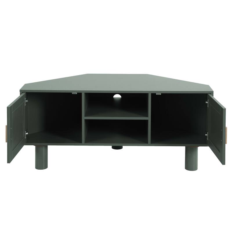 Meuble TV d'angle effet cannage 120 cm en rotin synthétique style bohème (8/25)
