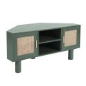Meuble TV d'angle effet cannage 120 cm en rotin synthétique style bohème