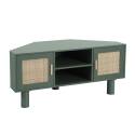 Meuble TV d'angle effet cannage 120 cm en rotin synthétique style bohème