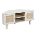 Meuble TV d'angle effet cannage 120 cm en rotin synthétique style bohème