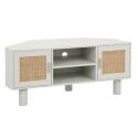 Meuble TV d'angle effet cannage 120 cm en rotin synthétique style bohème