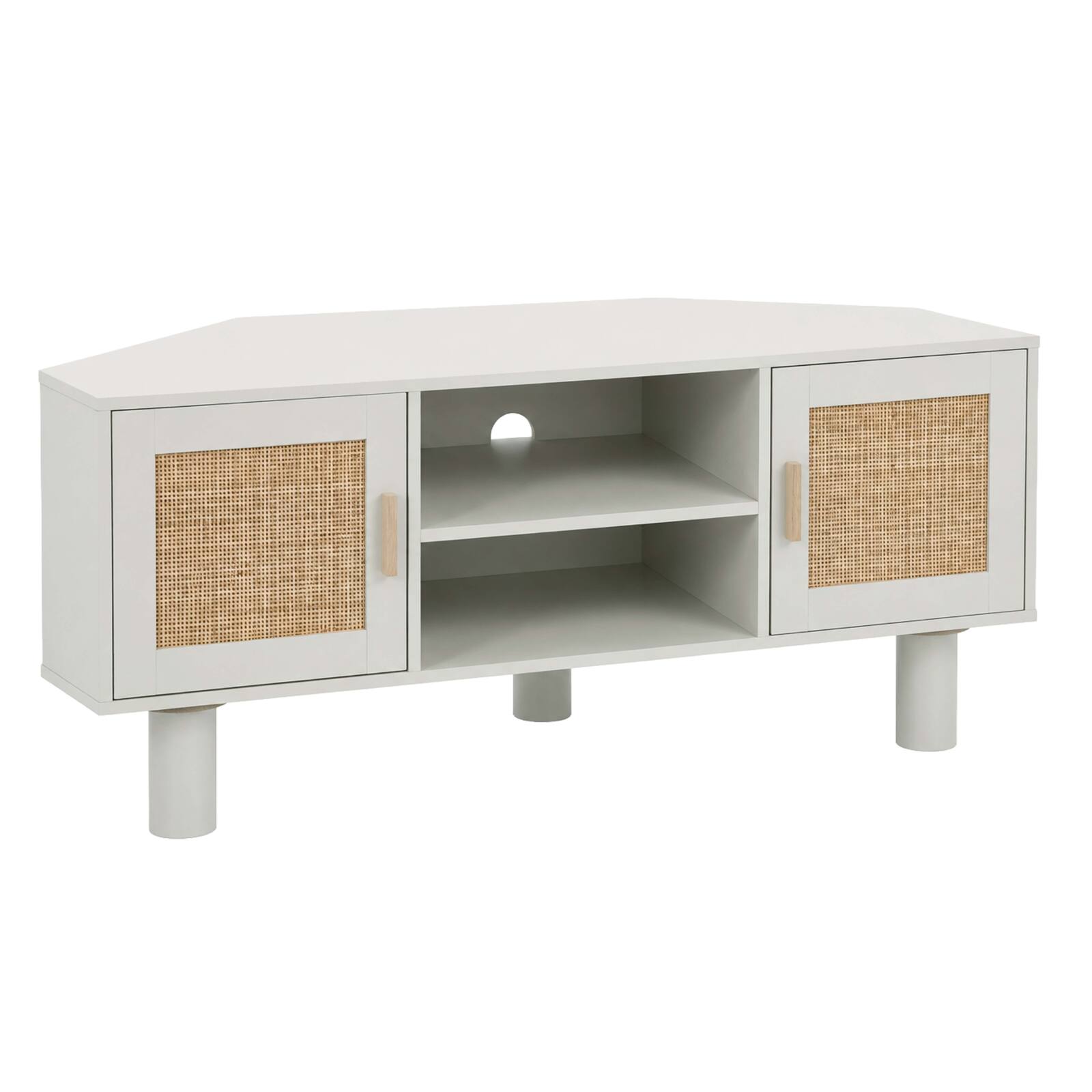 Meuble TV d'angle effet cannage 120 cm en rotin synthétique style bohème