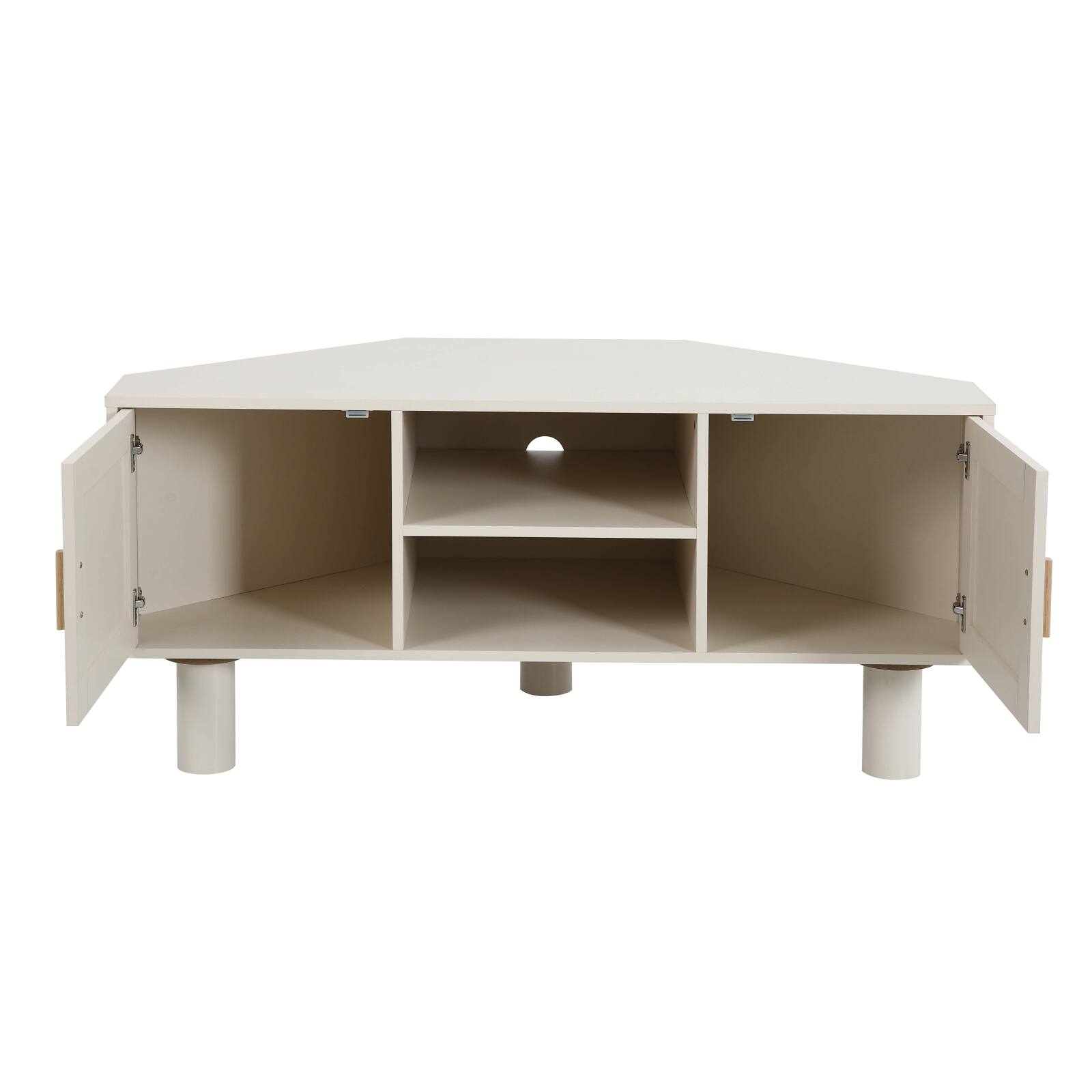Meuble TV d'angle effet cannage 120 cm en rotin synthétique style bohème