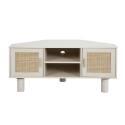 Meuble TV d'angle effet cannage 120 cm en rotin synthétique style bohème