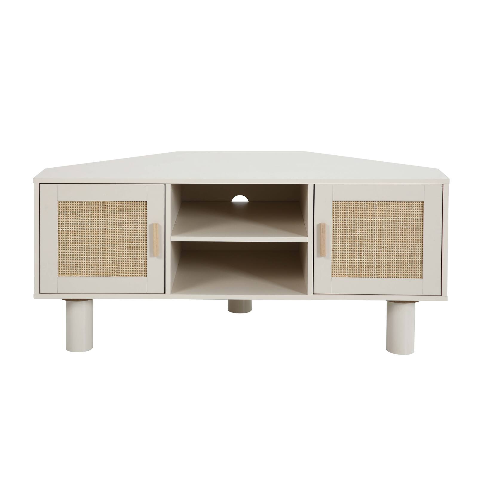 Meuble TV d'angle effet cannage 120 cm en rotin synthétique style bohème