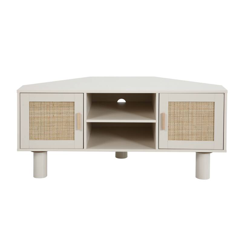 Meuble TV d'angle effet cannage 120 cm en rotin synthétique style bohème (17/25)