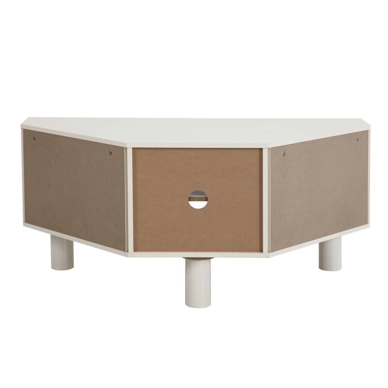 Meuble TV d'angle effet cannage 120 cm en rotin synthétique style bohème (19/25)